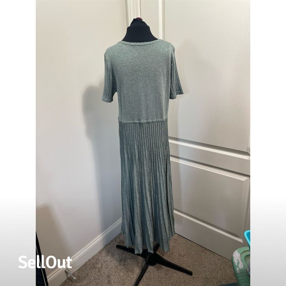 Soft Surroundings Petites Large blue green Sparkle Surplice Sweater Dress sku128 - Picture 6 of 8